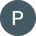 White capital letter P centered within a dark slate gray circular background.